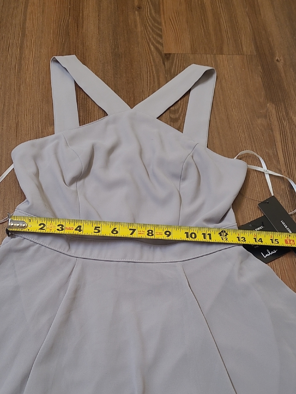 Lulu's Light Gray Cross-Back Fit & Flare Mini Dress - Picture 6 of 12